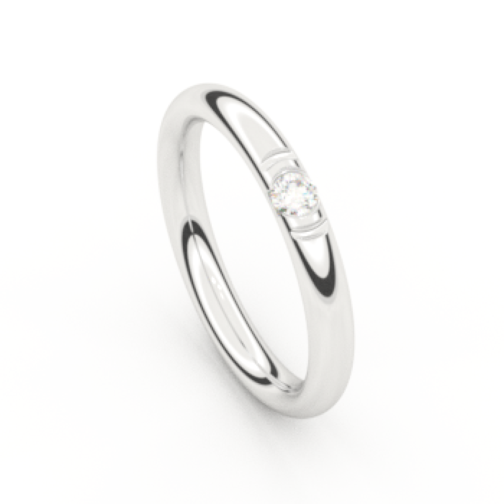 Alliance ronde or blanc 18K