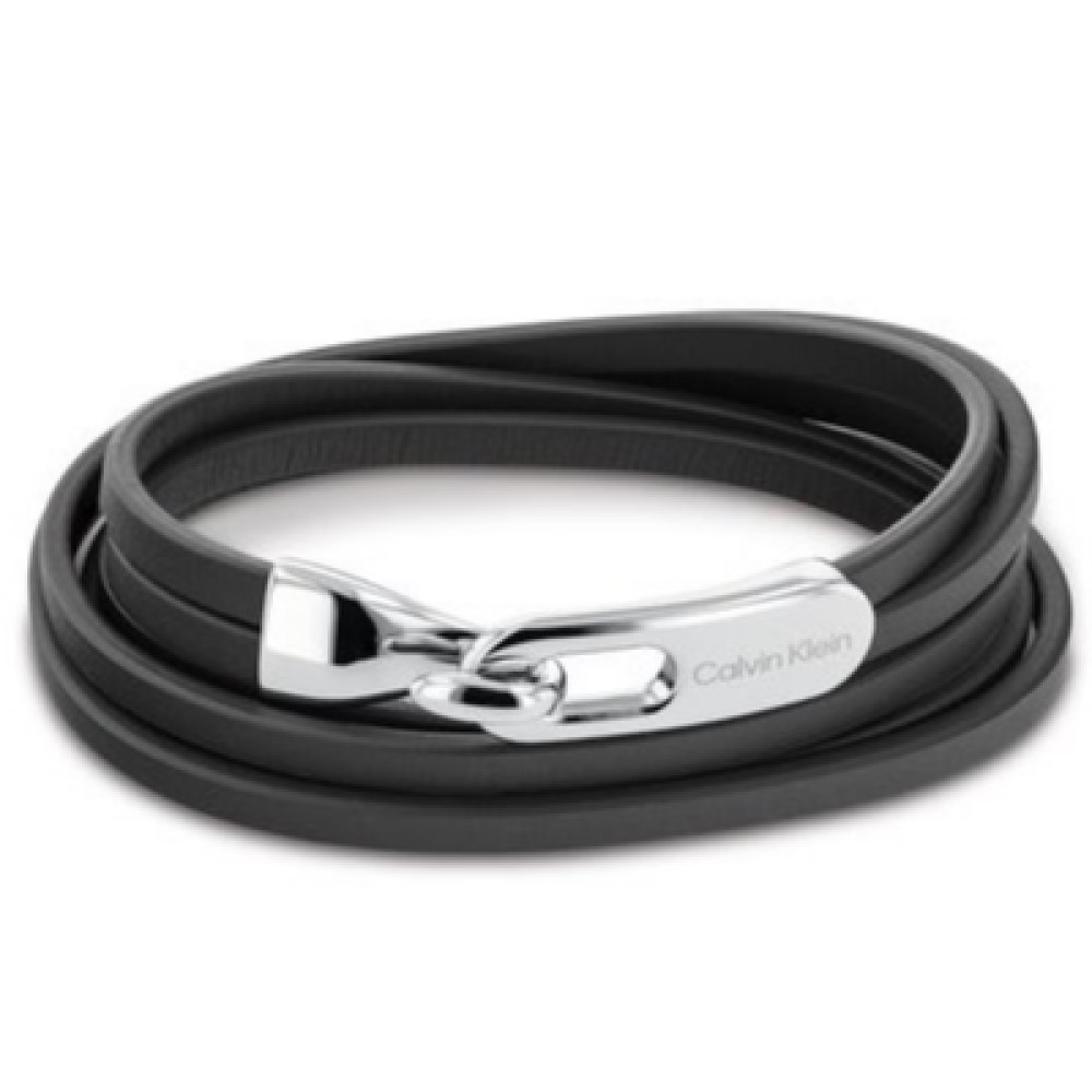 Double bracelet cuir noir