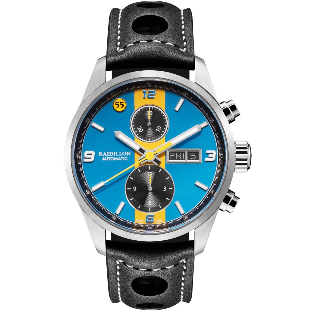 Montres homme Raidillon: Raidillon speed Porsche 911(REF SPEED-C10-257).  	Inspir&eacute;e de la l&eacute;gendaire Ferrari 250 GTO et sublim&eacute;e par une touche audacieuse de couleur su&eacute;doise, cette Speed C10-257 est un v&eacute;ritable chef-d&rsquo;&oelig;uvre de design et d&rsquo;ing&eacute;nierie.. Montres,homme,Raidillon,Raidillon,speed,Porsche,911(REF,SPEED-C10-257),Inspir&eacute;e,l&eacute;gendaire,Ferrari,sublim&eacute;e,touche,audacieuse,couleur,su&eacute;doise,cette,Speed,C10-257,v&eacute;ritable,chef-d&rsquo;&oelig;uvre,design,d&rsquo;ing&eacute;nierie